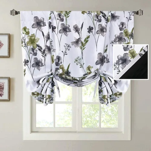 Vista 22 de H.VERSAILTEX Cortinas cortas 100% opacas para ventana de cocina, cortinas de amarre de eficiencia energética, bolsillo para barra, cubierta