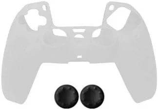 Vista 6 de Funda protectora de silicona antideslizante con tapa de joystick para PlayStation 5 PS5 Controller Gamepad (negro)
