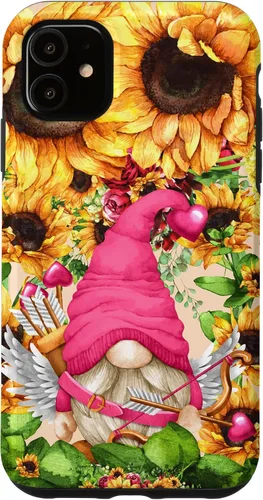 Vista 8 de Valentines Gnome in Cupid Costume for Women with Sunflower Case for iPhone 17