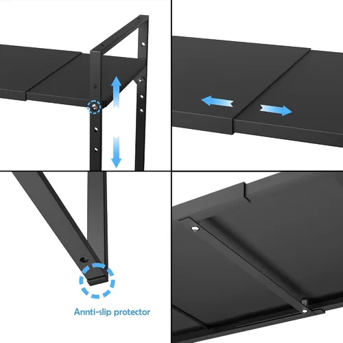 Vista 6 de Redrubbit Estante extensible para horno de microondas, estante de metal de acero resistente, altura ajustable, espacio para la organización