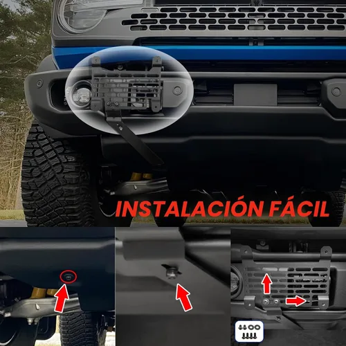 Vista 6 de 2021-2024 Bronco Portamatrículas, Montaje de Marco Frontal para Parachoques de Acero Capaz - Compatible con Accesorios Bronco 2024-2021 6ª