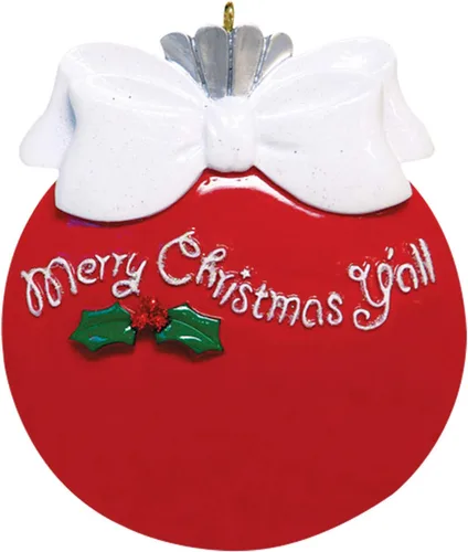 Vista 2 de Adorno de Navidad personalizado – Adorno personalizado para adornos de recuerdo de Navidad 2024 Feliz Navidad, Yall Texas, decoración de Navidad