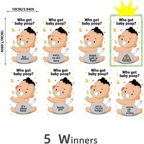 Vista 2 de Juego de rascar para baby shower de 40 piezas, divertidos suministros para fiesta de revelación de género con 5 tarjetas ganadoras, diseñado