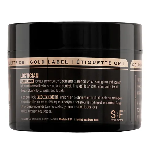 Vista 8 de Style Factor LOCTICIAN Gold Label - Pomada prémium con biotina y aceites de ricino, fijación fuerte, gel de peinado experto para mechones, giros