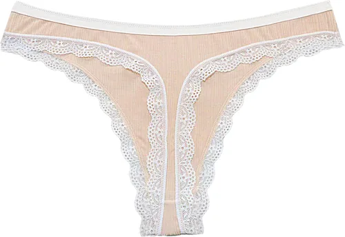 Vista 2 de COREGEO. Tanga de algodón para mujer, ropa interior de encaje (paquete de cinco)