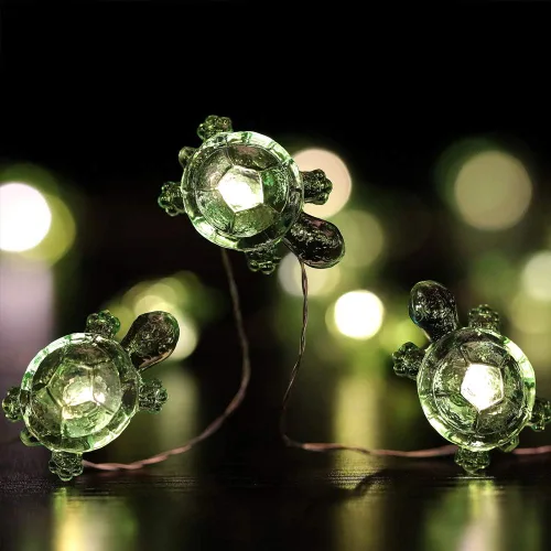 Vista 12 de WSgift Guirnalda de luces decorativas de tortuga marina, 18.7 pies, 40 luces LED USB enchufables con cable de cobre plateado, luces de hadas