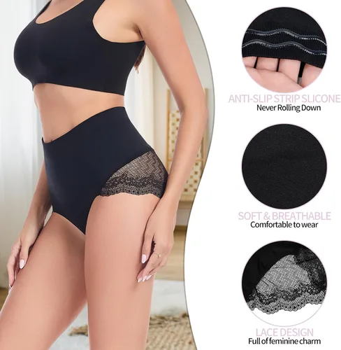 Vista 3 de Dulchany Bragas con levantamiento de glúteos, ropa interior con control de abdomen para mujer, sin costuras, con control de abdomen, calzones