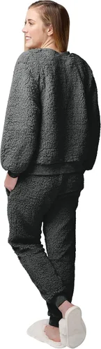 Vista 2 de FOCO Conjunto de suéter y pantalones deportivos Sherpa con logotipo del equipo de la NFL para mujer