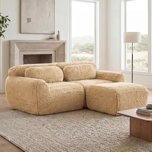 Vista 135 de Sofás seccional modular de 80" sin huesos modernos para sala de estar, juego de sofás comprimidos de 2 plazas con asiento profundo, sin necesidad