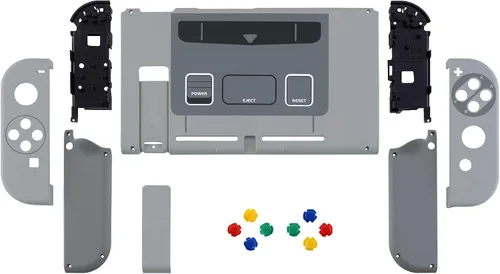 Vista 2 de eXtremeRate - Placa trasera para Nintendo Switch Console, NS Joycon con carcasa de mando de mano con botones de juego completo, carcasa de repuesto