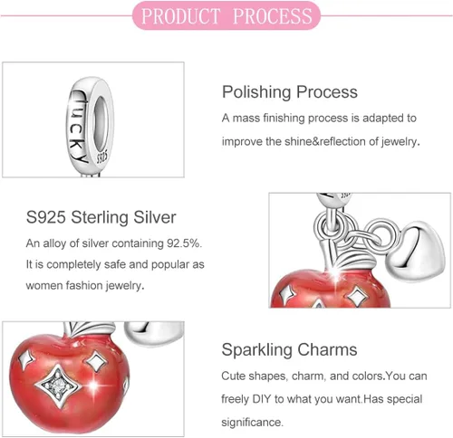 Vista 5 de PARCOM Charms S925 Sterling Silver Fits for Pandora Bracelets Cherry Blossom Dangle Beads Jewelry for Women
