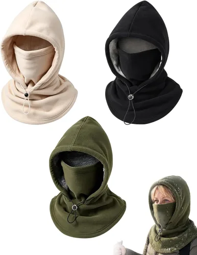 Vista 18 de 3 in 1 Winter Hood Fleece Face Mask & Neck Warmer for Cycling Multicolor 4pc
