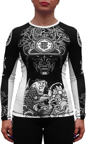 Vista 7 de Hardcore Training Camiseta de compresión de manga larga para mujer, capa base de compresión, ajustada, yoga, correr, gimnasio, entrenamiento