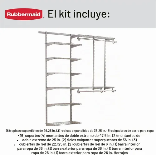 Vista 6 de Rubbermaid, Juego de Lujo para Armario, Color Blanco, de 3 a 6 pies, FG3H8800WHT titanio