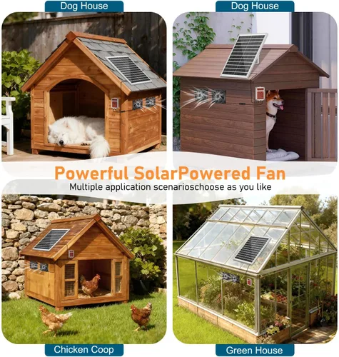 Vista 5 de Kit de ventilador solar con batería, ventilador de energía solar para cobertizo e invernadero, para refrigeración de ventilación de entrada o escape