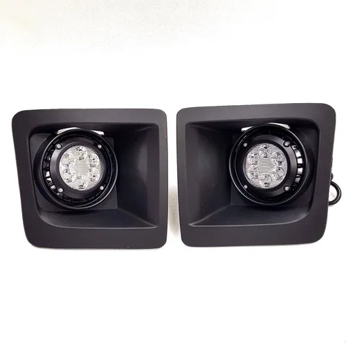 Vista 3 de LEDIN Compatible con GMC Sierra 2014-2015 con parachoques delantero LED integrado, luces antiniebla transparentes, par de biseles