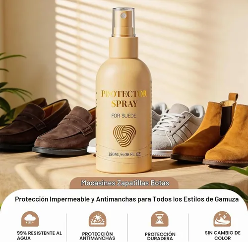 Vista 2 de Spray protector de gamuza para zapatos: impermeabilizante y protector de manchas sin olor sin PFAS - Nano Shield a base de agua para botas, cuero
