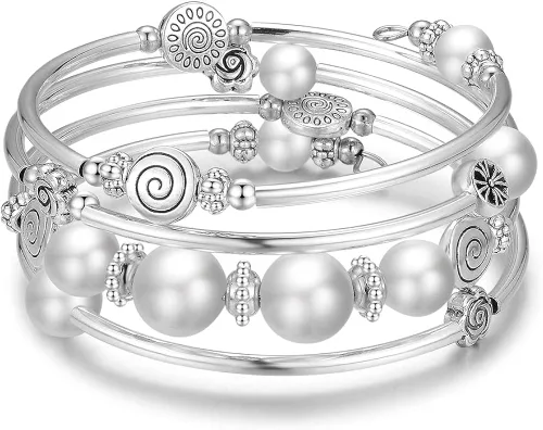 Vista 6 de Gargantilla en capas con perlas de agua dulce y pulsera de perlas