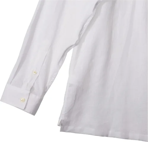 Vista 2 de Lacoste Camisa de lino con botones de manga larga para hombre Verde
