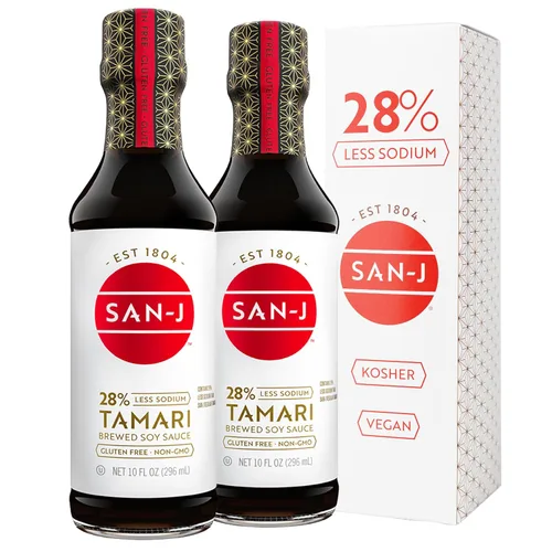 Vista 12 de San-J - Salsa de soja tamari ligera sin gluten con 50% menos sodio - Hecha con 100% soja - Especialmente elaborada - Botella de 10 fl oz