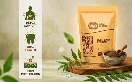 Vista 4 de Way4Organic Polvo de corteza de neem de 16 onzas (1 libra), soporte dental y digestivo, polvo de dientes, totalmente natural