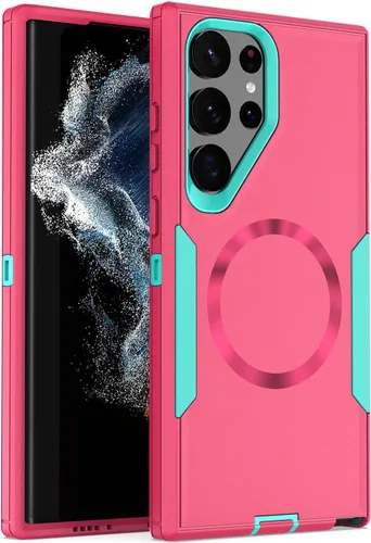 Vista 10 de Funda diseñada para Samsung Galaxy S22 Ultra, magnética, protección contra caídas de servicio pesado, protección de doble capa, compatible