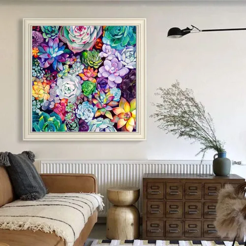 Vista 2 de MMAHD Kits de pintura de diamantes 5D para adultos, completos, suculentas, pinturas bordadas con diamantes de imitación pegados, pintura de punto
