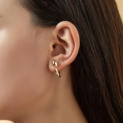 Vista 5 de Aretes de aro para mujer, chapados en oro de 18 quilates, joyería de regalo