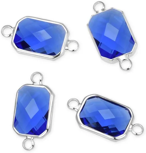 Vista 13 de Adabele 5pcs grado A abril diamante claro piedra natal conector rectángulo de corte radiante enlace 0.551 in plateado plata cristal Rhinestone Bead