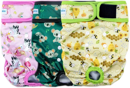 Vista 12 de Leekalos - Pañales reutilizables y lavables para perras (paquete de 3 unidades) - Pañales para perros altamente absorbentes - Tamaño ajustable