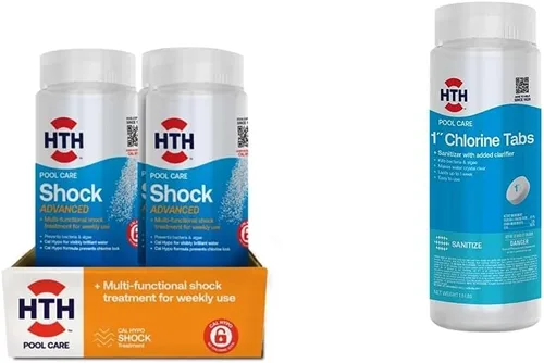 Vista 2 de HTH 52043 Pool Care Shock Advanced, producto químico de piscina que previene bacterias y algas, fórmula Cal Hypo, 2 libras (paquete de 2)