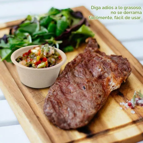 Vista 7 de Vmiapxo 100 juegos de tazas de condimento de fibra de bagazo natural de 2 onzas con tapas, recipientes de condimentos de salsa compostables, platos