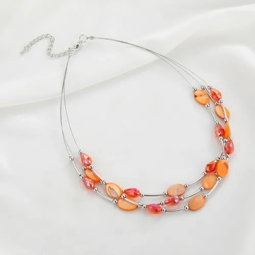 Vista 4 de Collar a capas con cristal para mujer, gargantilla con cadena de plata gruesa, regalo de cumpleaños para mujer