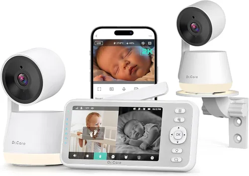 Vista 12 de Dr.Care LumiView Smart WiFi Baby Monitor – 5 pulgadas 1080P FHD y control de aplicación de cámara 2K, modo de privacidad, batería extraíble de 5000