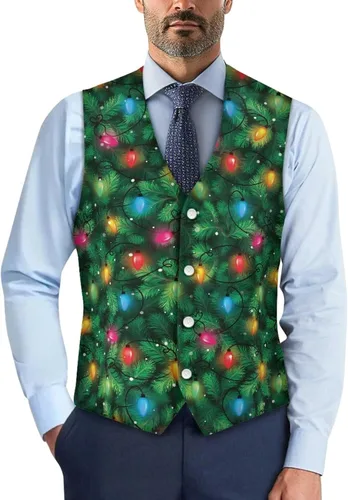 Vista 13 de TODIYADDU Single Breasted Sleeveless Vest for Men Tuxedo Vest Mushroom