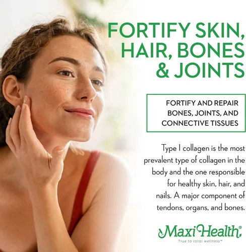 Vista 4 de Maxi Health Polvo de péptidos de colágeno – Colágeno en polvo marino sin sabor tipo I para mujeres y hombres – Suplemento proteico capturado