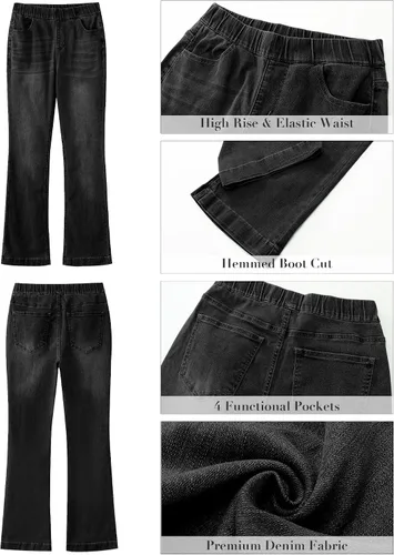 Vista 6 de GRAPENT Pantalones de mezclilla con control de abdomen y cintura elástica