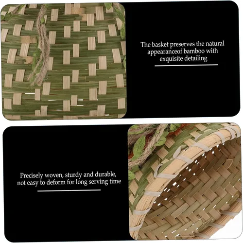 Vista 8 de Cabilock Cesta de flores tejida a mano pequeña cesta de pescado almacenamiento de bambú para decoración de cocina estilo aleatorio