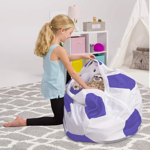Vista 63 de Posh Creations Funda de puf para niños con almacenamiento para animales de peluche - Organizador de juguetes para niños, Mediano 68.58 cm - Lona