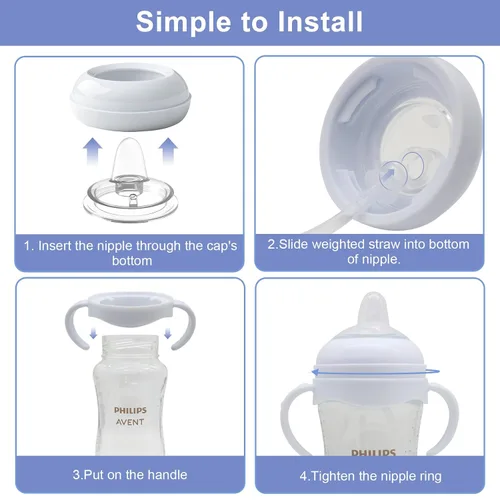 Vista 7 de Kit de conversión de vasos para biberones naturales Philips Avent, kit de transición para niños pequeños con boquilla superior de popote de silicona