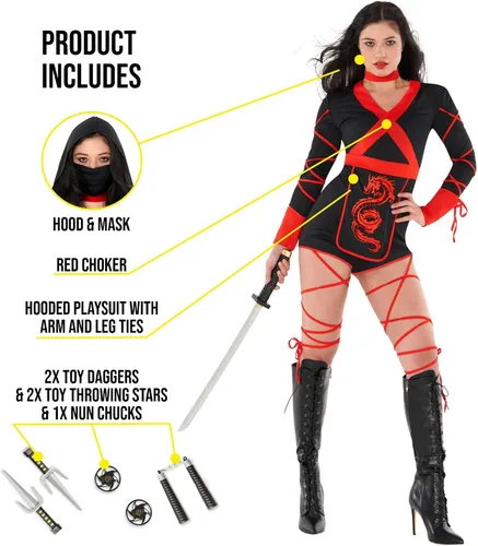 Vista 2 de Morph Ninja Costume Women - Womans Ninja Costume Adult - Adult Women Ninja Costume - Halloween Ninja Costumes For Women