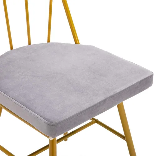 Vista 6 de Juego de 4 sillas de comedor de oro moderno y elegante silla de cocina con cojín gris 4 silla lateral moderna elegante mesa de cena con patas