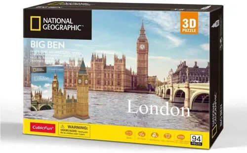 Vista 2 de Cubicfun National Geographic 3D London Puzzles Britain Architecture Model Kits de juguetes para adultos y niños, The Big Ben, con un folleto, Ds0992H
