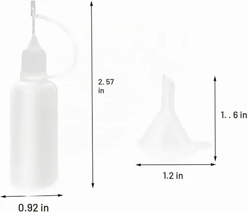 Vista 2 de XYSMZM - 12 botellas aplicadoras de punta de precisión de 0.5 onzas, tapas blancas Botellas de pegamento con punta de aguja de 0.5 fl oz
