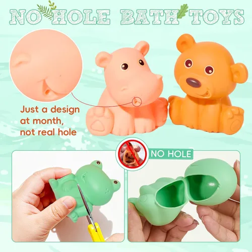 Vista 2 de Juguetes de baño para bebés de 6 a 12 meses Juguetes de baño sellados, sin agujeros y sin moho para niños pequeños Juguetes flotantes suaves