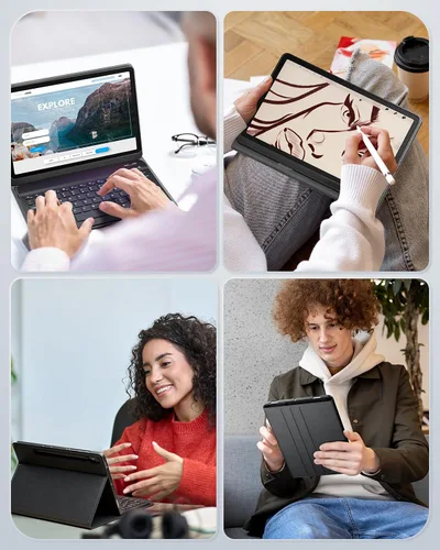 Vista 8 de TUNKARMOR Funda para teclado para Tab A9 de 8.7 pulgadas (2023) - Funda delgada con teclado desmontable y ratón con soporte para bolígrafo, función