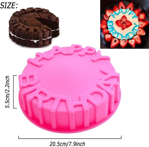 Vista 2 de Moldes de Tarta de Cumpleaños para Hornear Herramientas de Molde de Tarta de Silicona, Molde de Repostería Antiadherente Reutilizable y Duradero