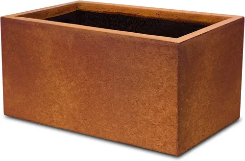 Vista 4 de Kante Macetero rectangular de hormigón de 23.2 pulgadas de largo, macetas grandes para interiores y exteriores con orificio de drenaje y tapón