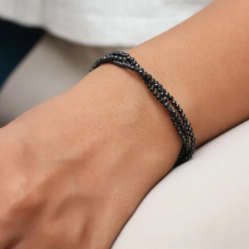 Vista 19 de Gempires - Pulseras de cuentas naturales de múltiples hebras, ligeras, hechas a mano, hipoalergénicas, de 8 pulgadas, chapadas en oro, elegantes