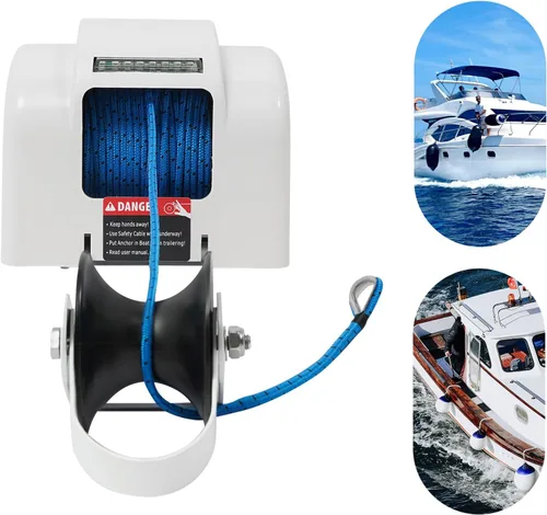 Vista 8 de Anclajes de cabrestante eléctrico de 12 V, kit de molinete de ancla marina de agua salada resistente, cabrestantes de tracción de hasta 45 libras